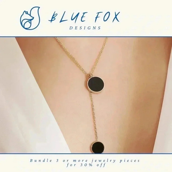 *NEW*  18K Gold Plated Titanium Steel Necklace w/ Double Circle Pendants - Picture 1 of 7